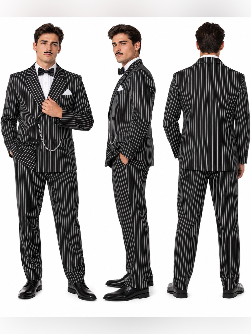 Morph 1920s Gangster Costume Men XXXL Pinstripe Suit Halloween NWT
